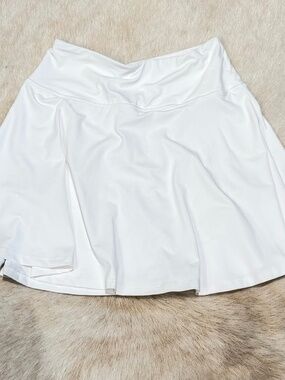 Ewedoos White Athletic Tennis Skirt with Shorts underneath SZ S